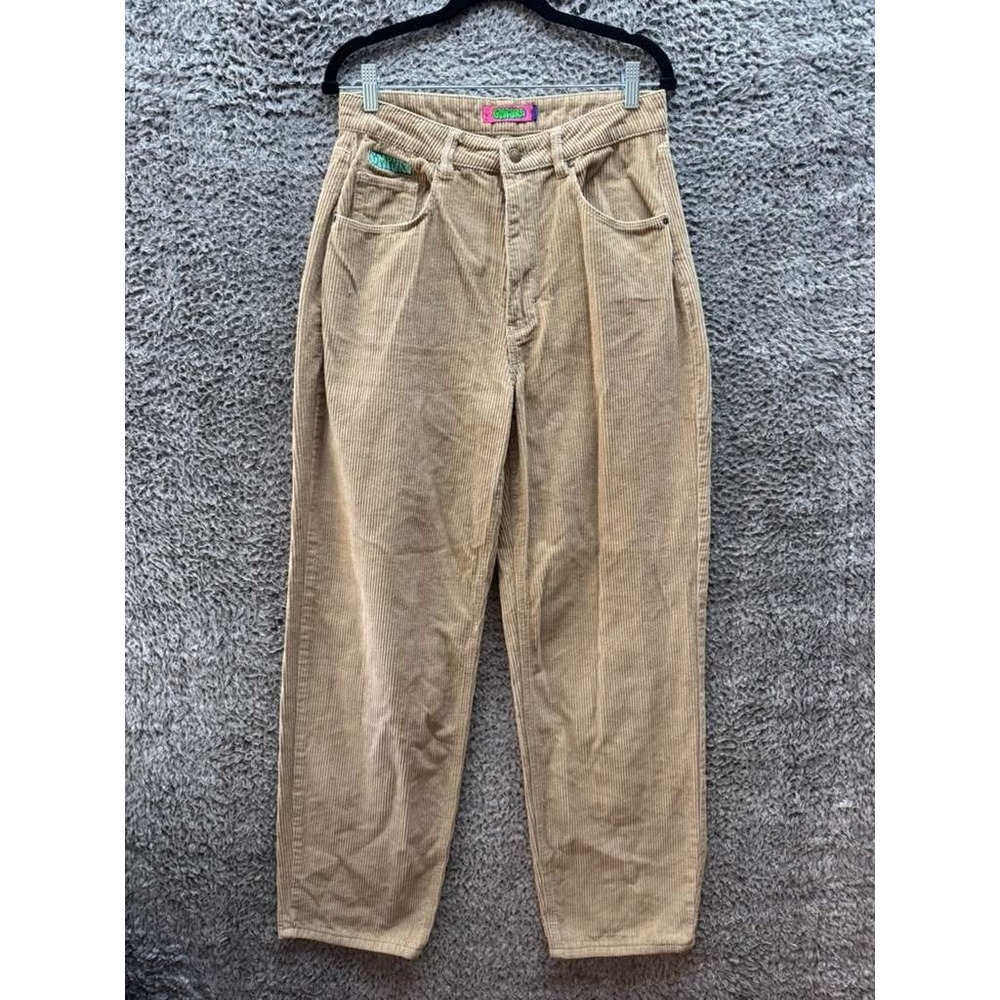 Empyre Tori Logo‎ Embroidered High Rise Baggy Corduroy Pants Khaki Womens Size 7